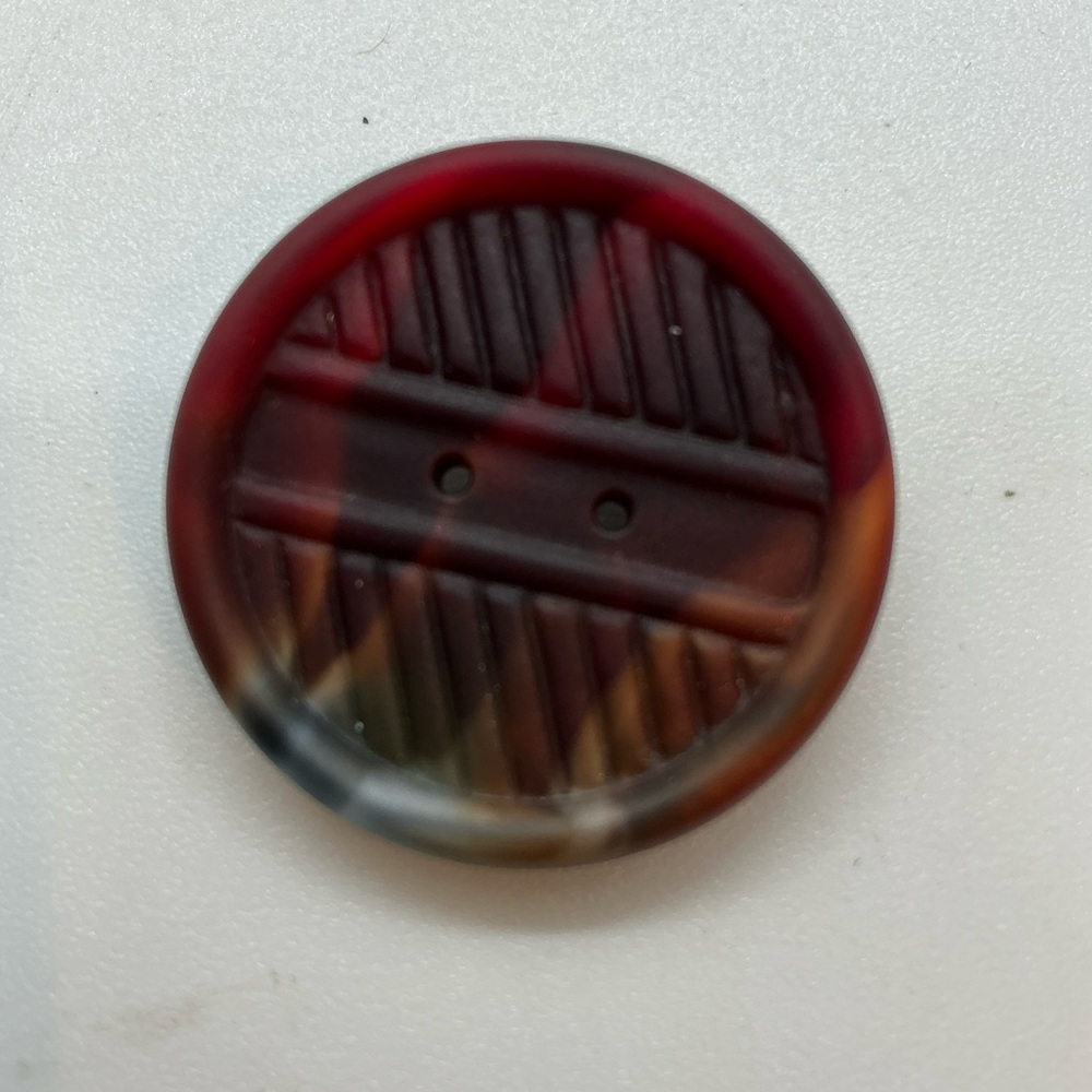 Vintage Chez Pressed Glass Button Brooch Pin